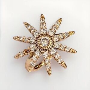 Sun Ear Cuff Ear Claw Ear Clip 18k Gold Plated Real CZ Stone